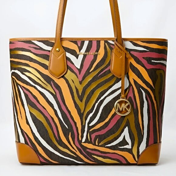 NWT Limited Edition Michael Kors Eva Large Zebra Tote Wallet Set